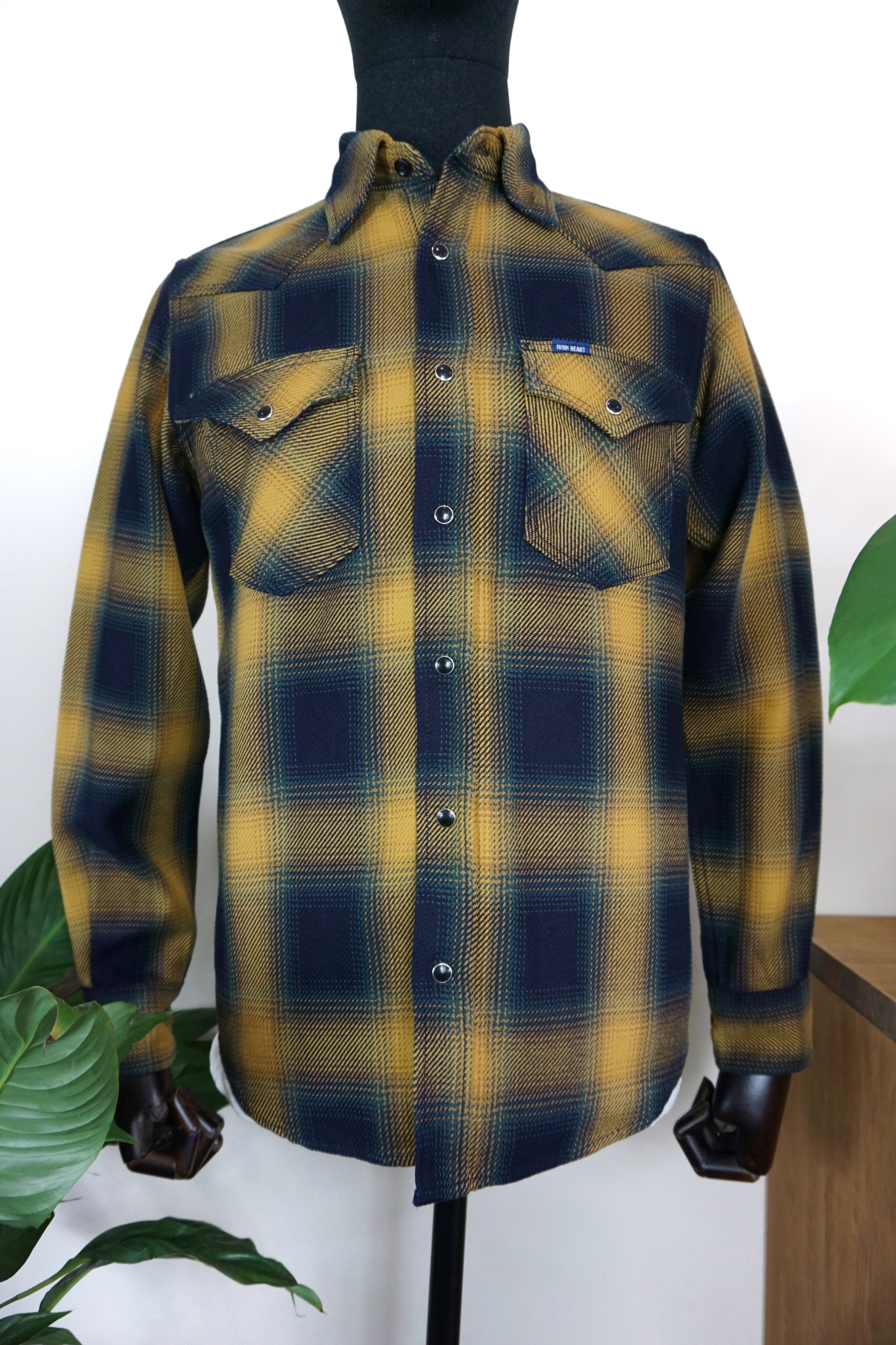 9oz Selvedge Ombré Check Western Shirt - Yellow